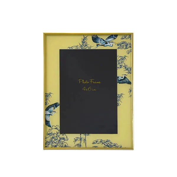 Radiant Gold Glass Photo Frame in Majestic Heron Design