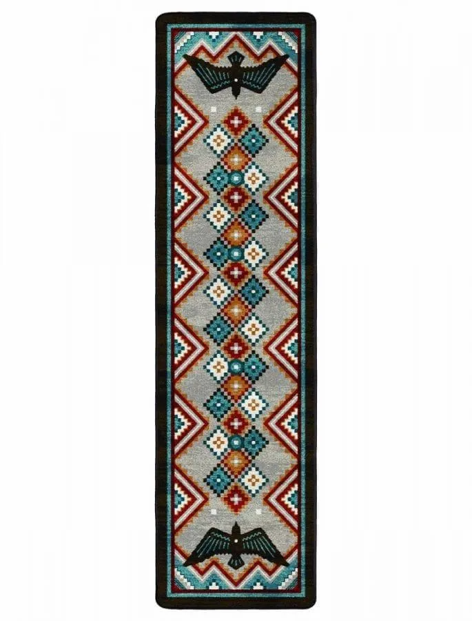 Raven Dance Colorful Southwest Floor Runner folding guest bed, rollaway bed