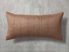 Raw Silk Ribbed Lumbar Pillow Cover in Clay