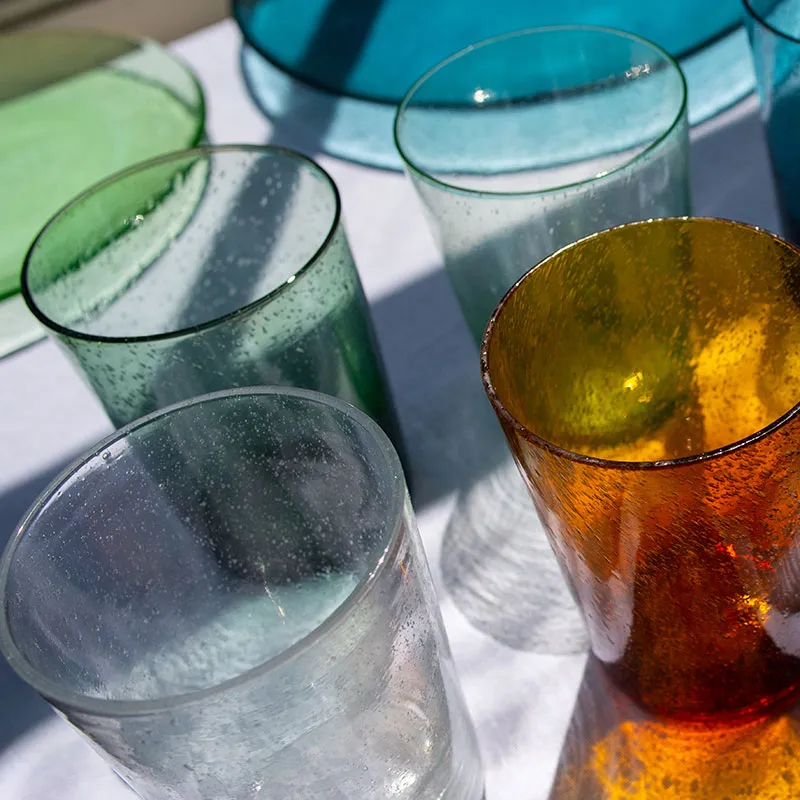 Recycled Set of 6 Tumblers, 340ml, Pearl White ceramic platter, appetizer tray