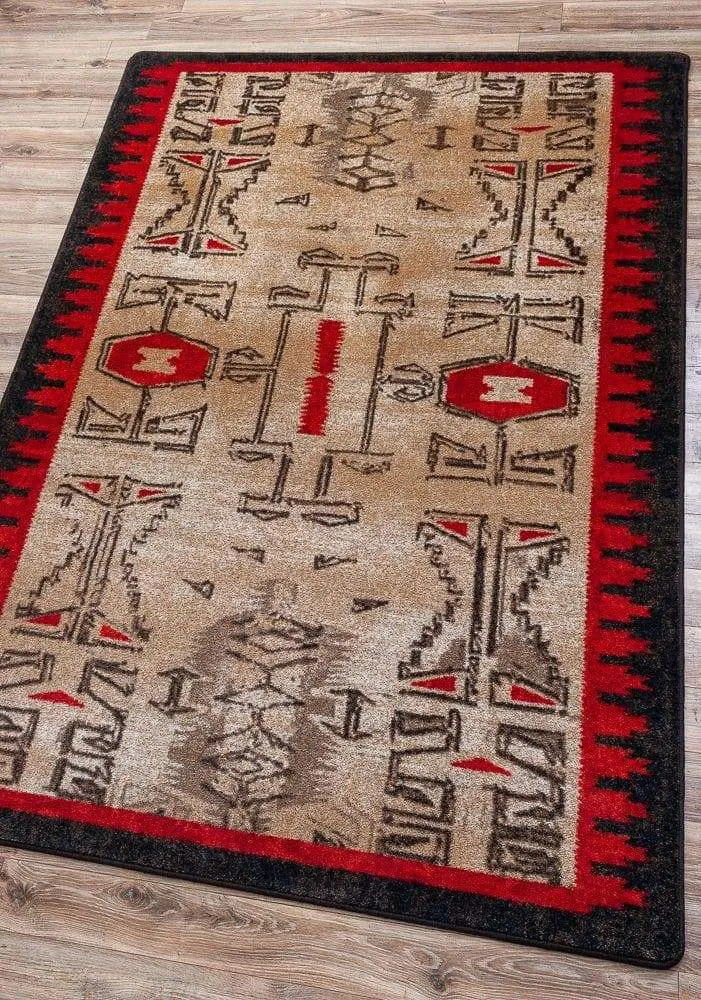 Red, Black & Beige Southwest Area Rugs