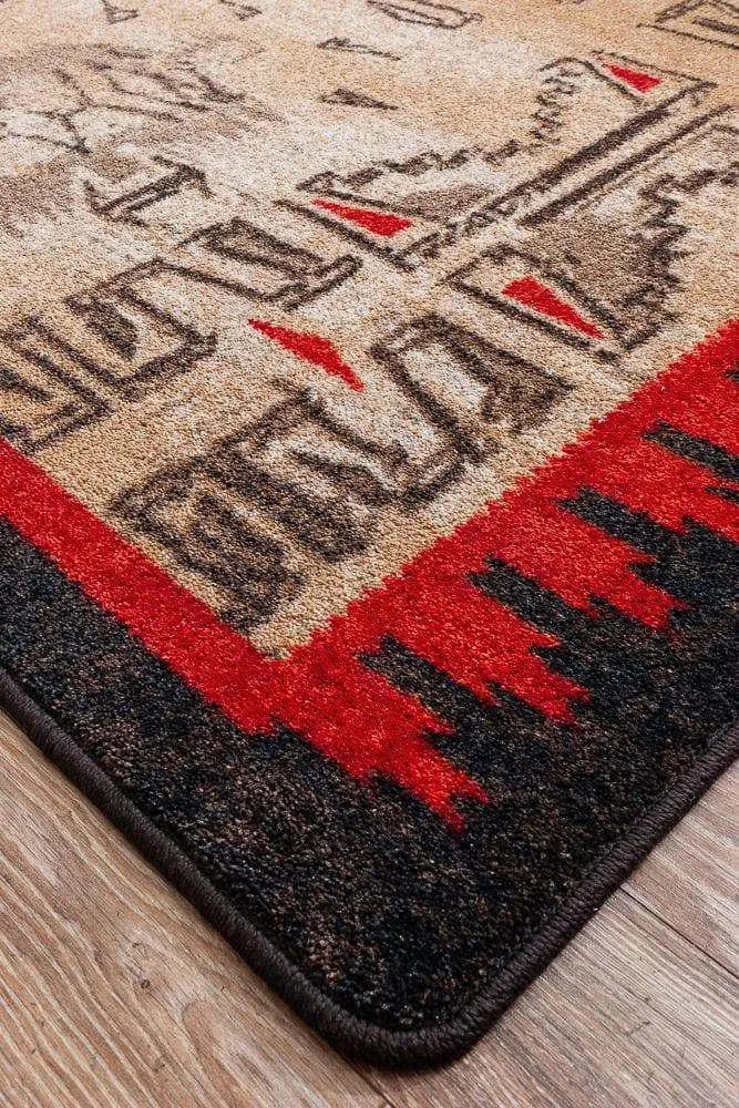 Red, Black & Beige Southwest Area Rugs