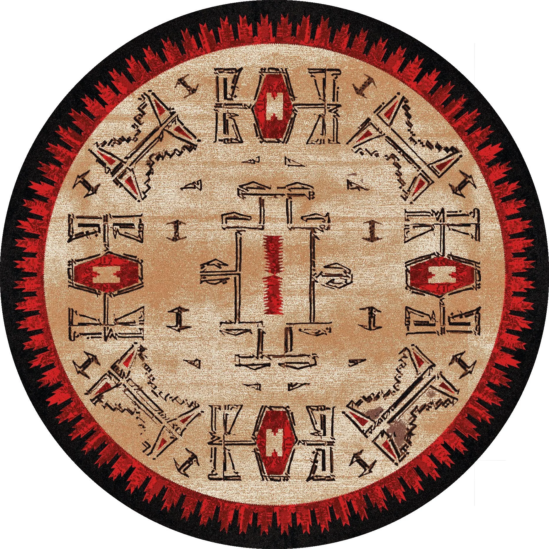 Red, Black & Beige Southwest Area Rugs
