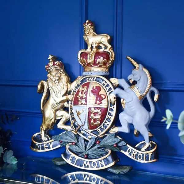 Regal Heritage: Antique Large Coat of Arms Wall Plaque