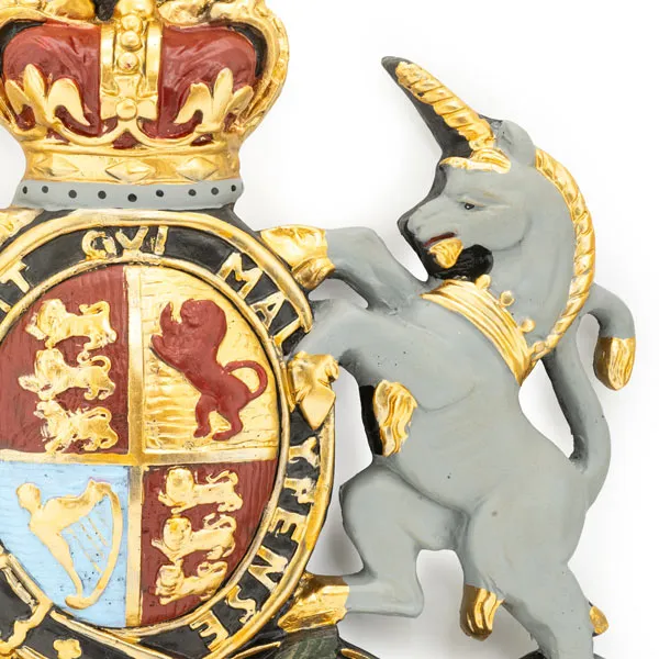 Regal Heritage: Antique Large Coat of Arms Wall Plaque