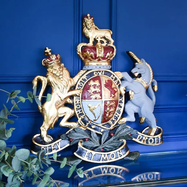Regal Heritage: Antique Large Coat of Arms Wall Plaque
