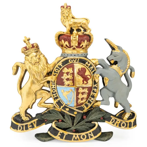Regal Heritage: Antique Large Coat of Arms Wall Plaque
