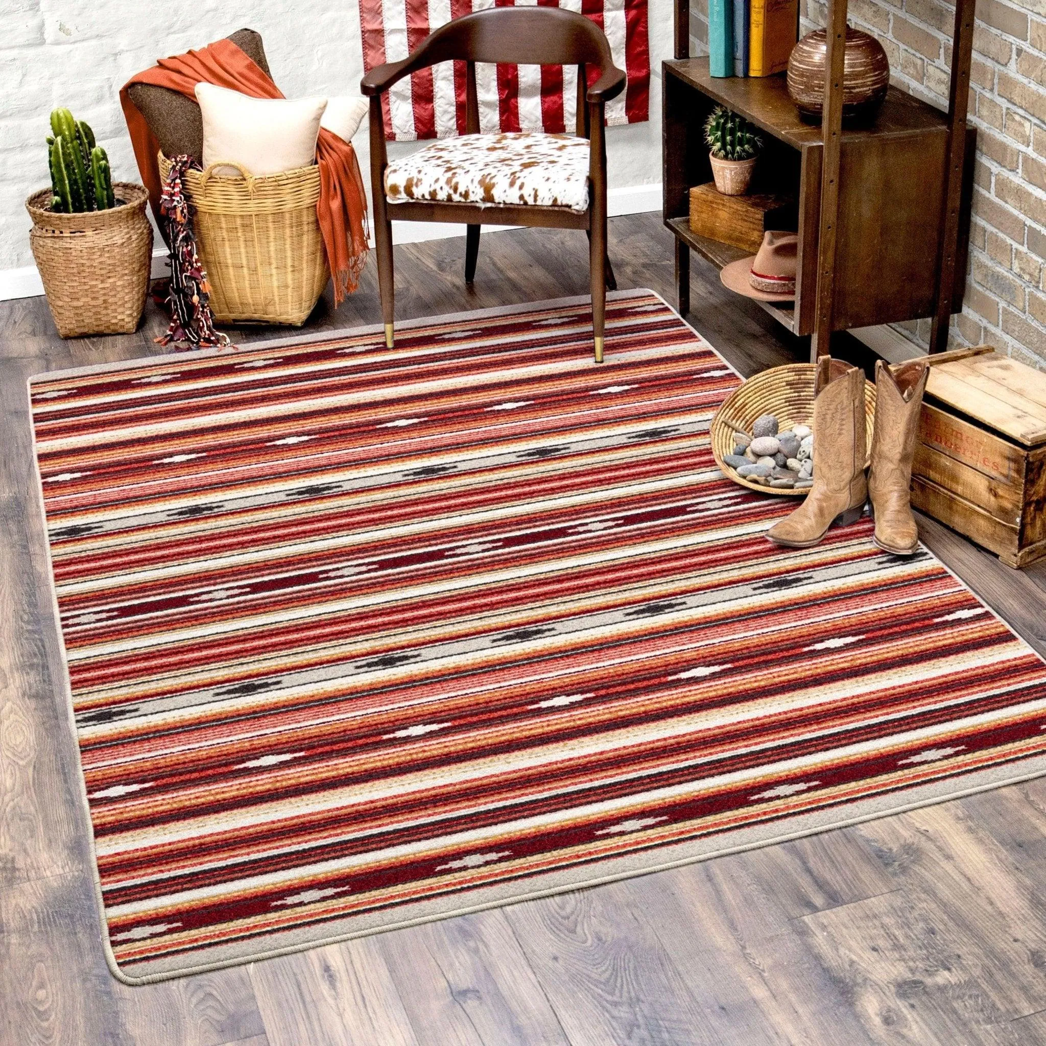 Remington Multi Red Stripe Area Rugs sectional couch, U-shape sofa