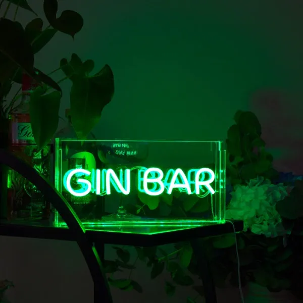 Retro Green Neon Light Box Gin Bar kitchen essentials, utensils set