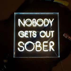 Retro Nobody Gets Out Sober Light Box kitchen essentials, utensils set