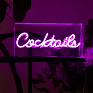 Retro Pink Neon Cocktails Sign Light Box kitchen essentials, utensils set