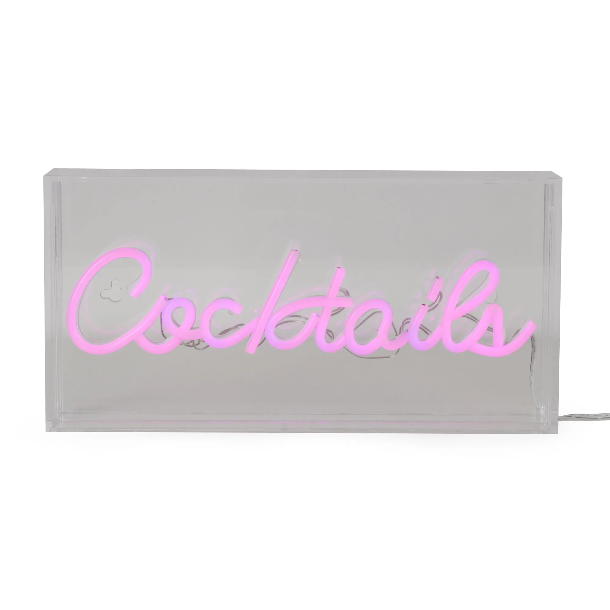 Retro Pink Neon Cocktails Sign Light Box