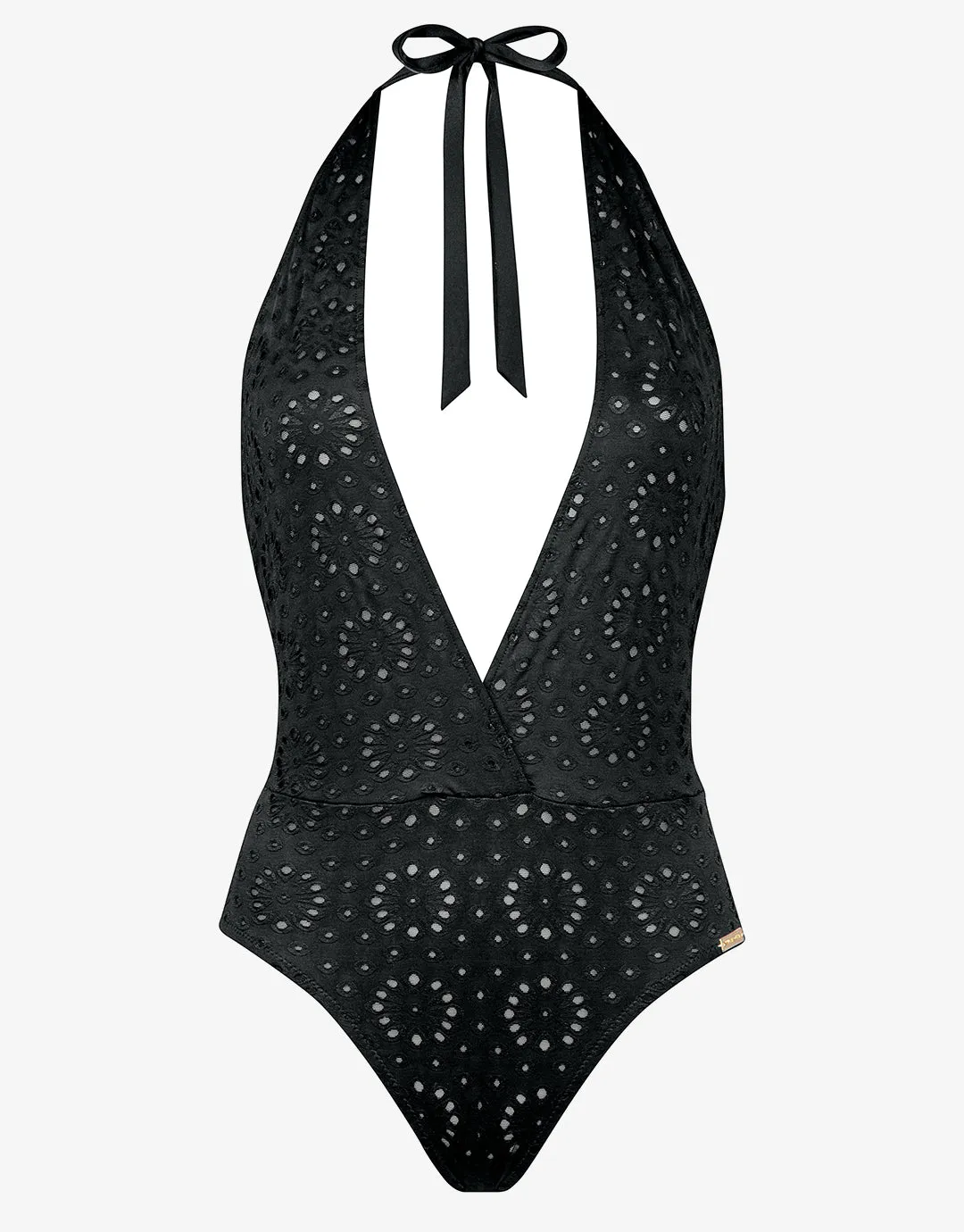 Riviera Notes Plunge Swimsuit - Deep Black