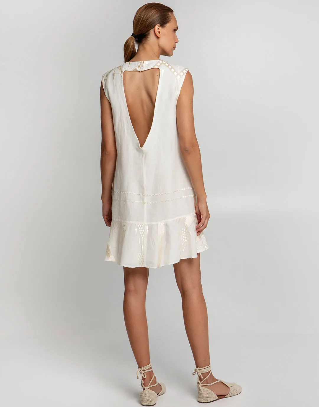 Roots Mini Dress - Natural and Champagne