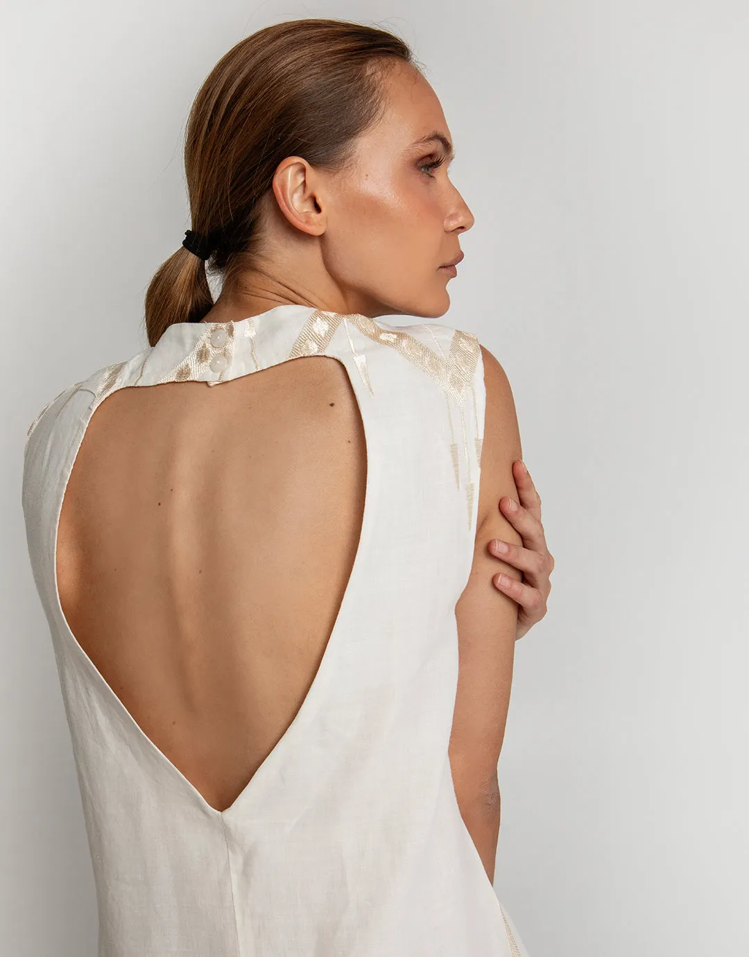 Roots Mini Dress - Natural and Champagne