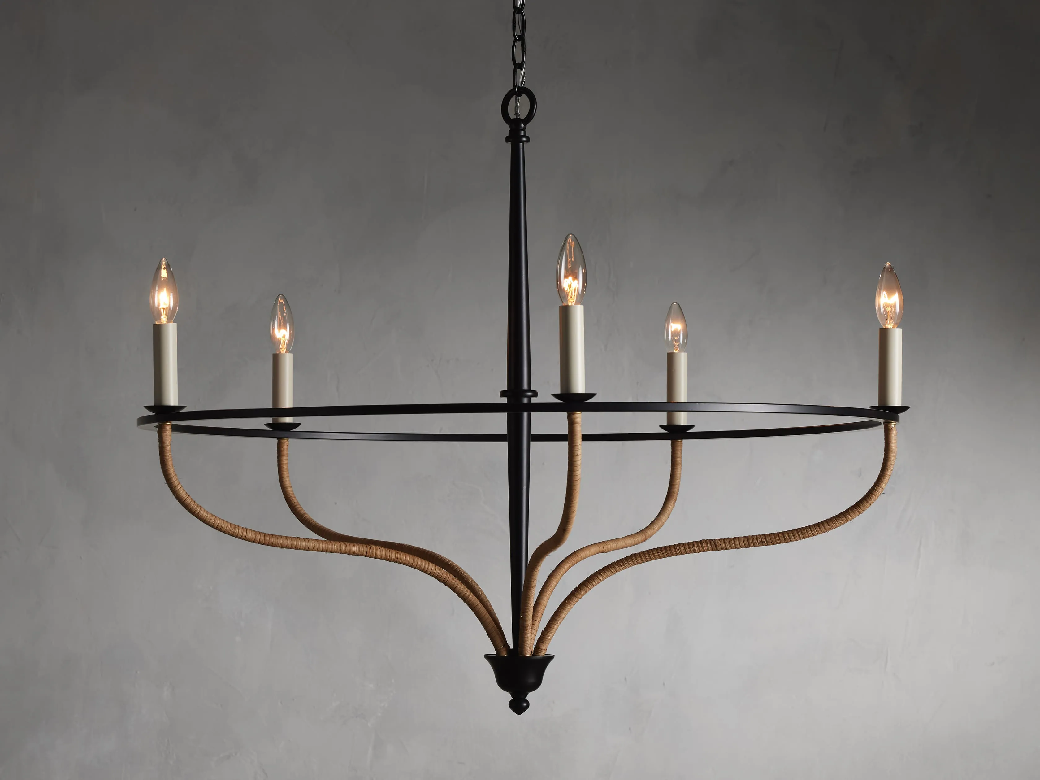 Rosalind Rattan Chandelier in Black