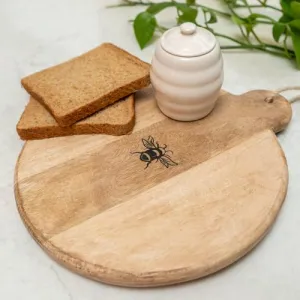 Round Wooden Chopping Board with Bee Detail kitchen essentials, utensils set