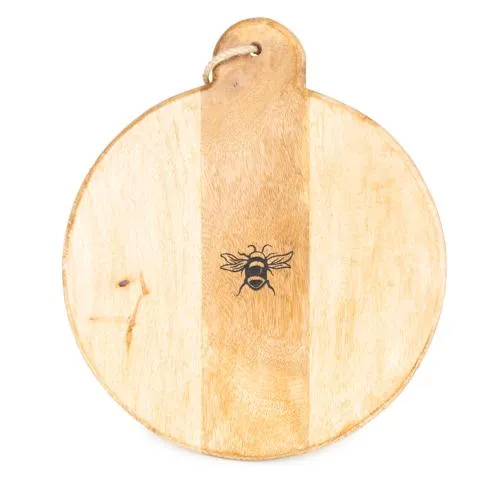 Round Wooden Chopping Board with Bee Detail