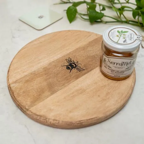 Round Wooden Chopping Board with Bee Detail