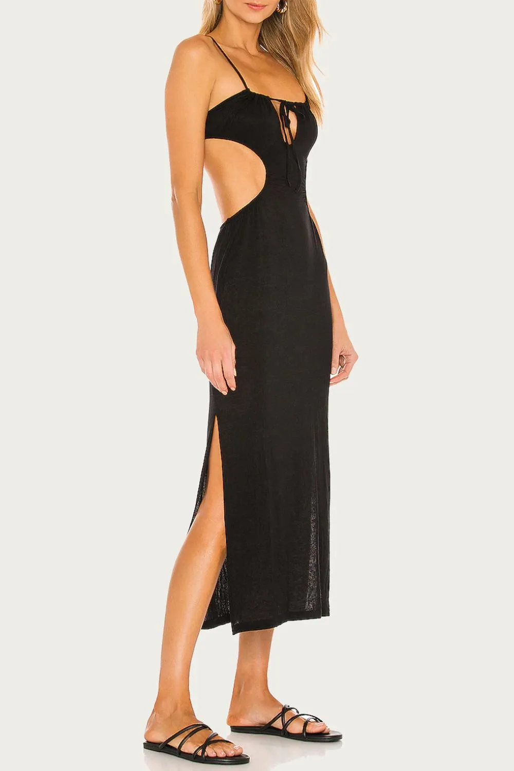 Ruched Cutout Maxi Cover Up In Black