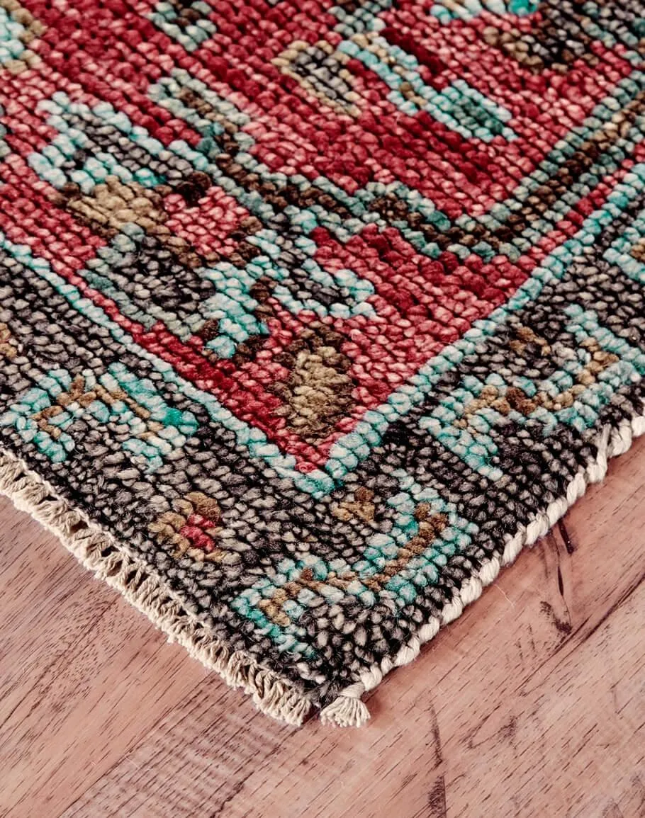 Rust and Aqua Piraj Area Rug