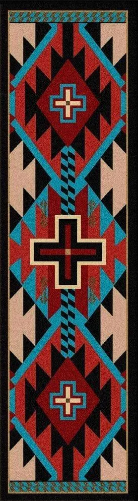 Rustic Cross Colorful Floor Runner folding guest bed, rollaway bed