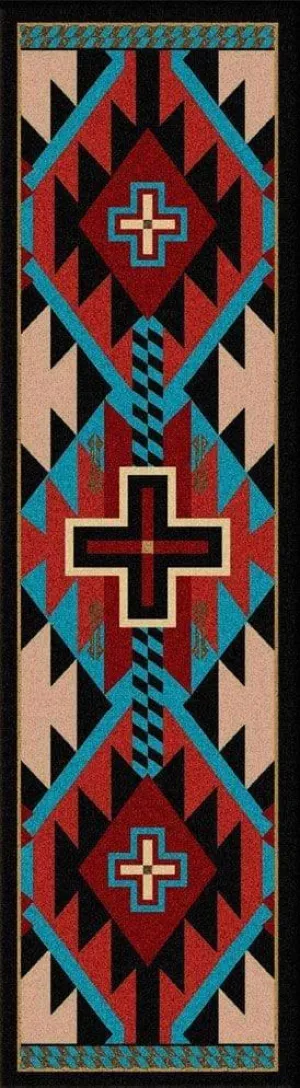 Rustic Cross Colorful Floor Runner folding guest bed, rollaway bed
