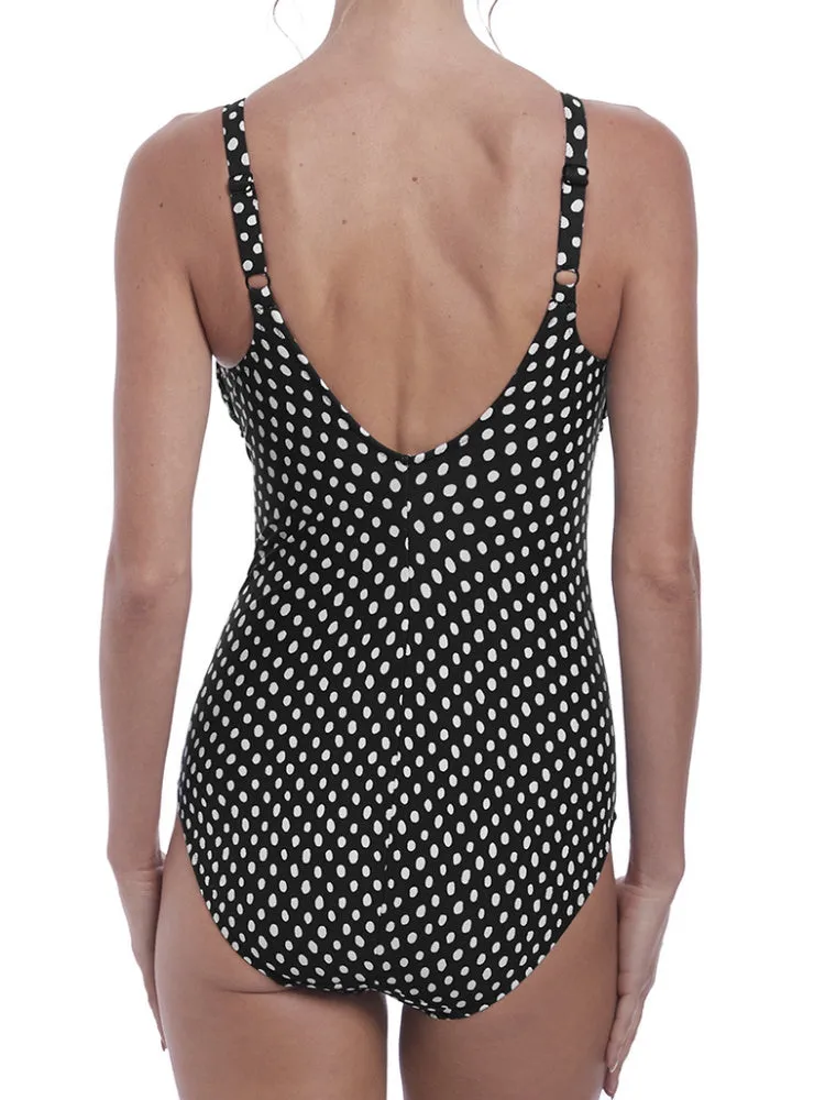 Santa Monica Twist Front Control Swimsuit - Black/White