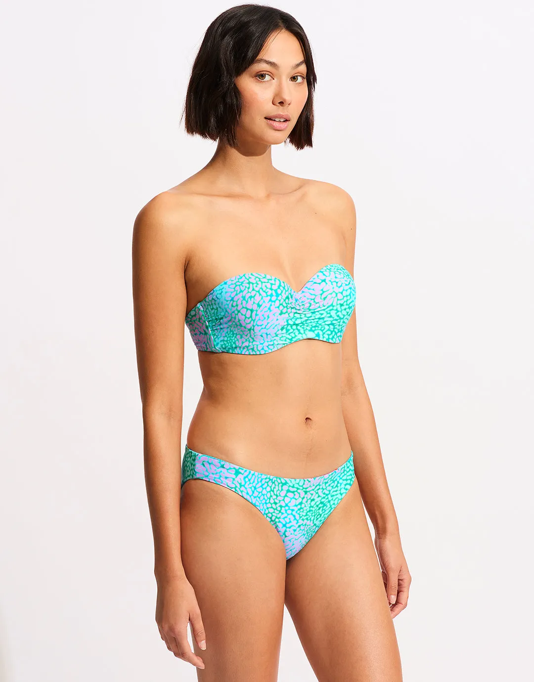 Sea Skin Bustier Bandeau Bikini Top - Vivid Green
