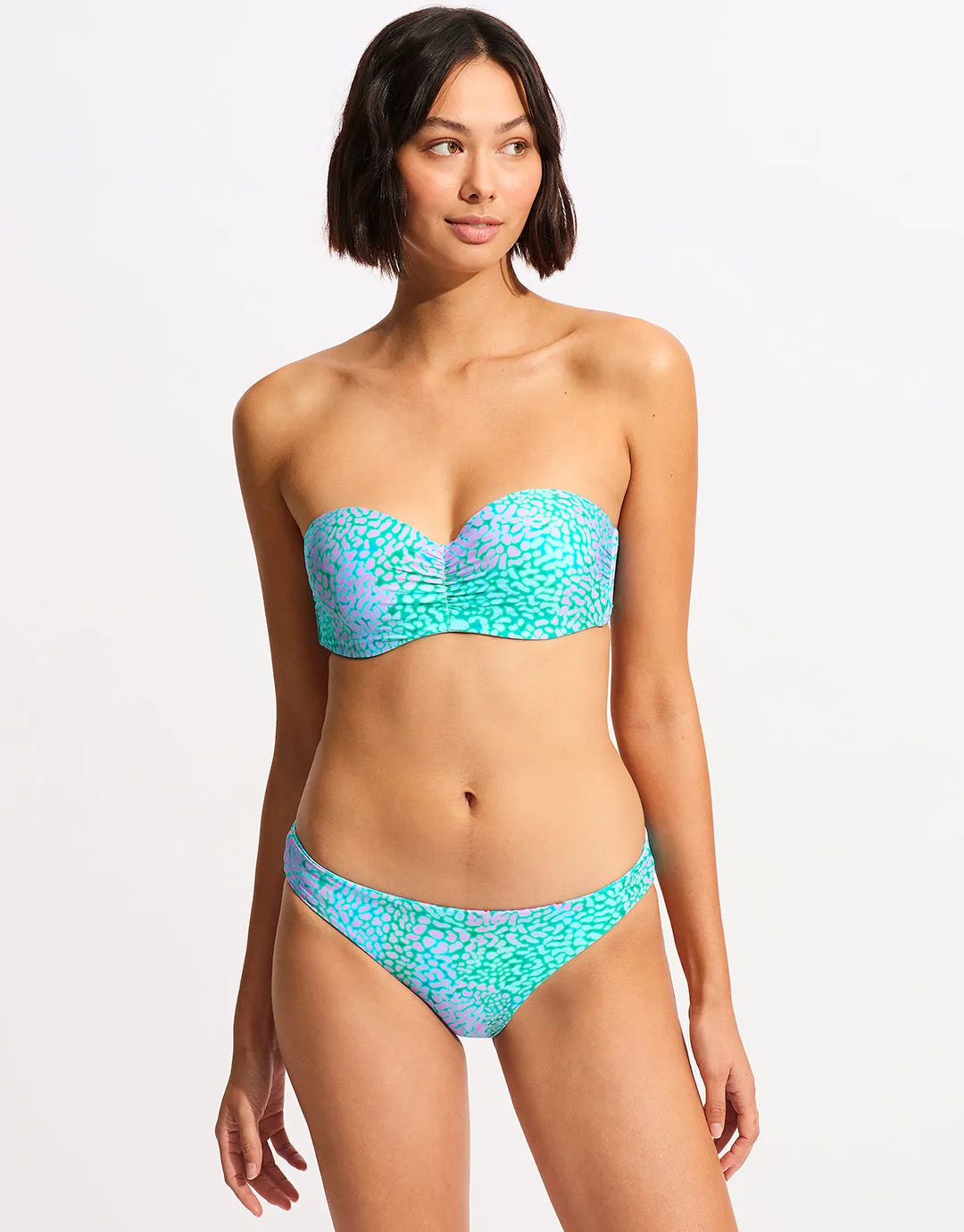 Sea Skin Bustier Bandeau Bikini Top - Vivid Green