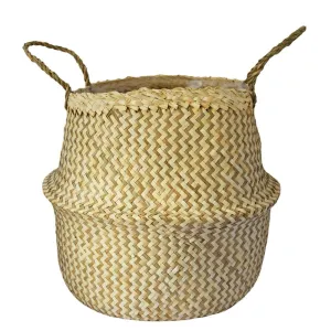 Seagrass Chevron, Lined Basket Small, White home accents, decorative items