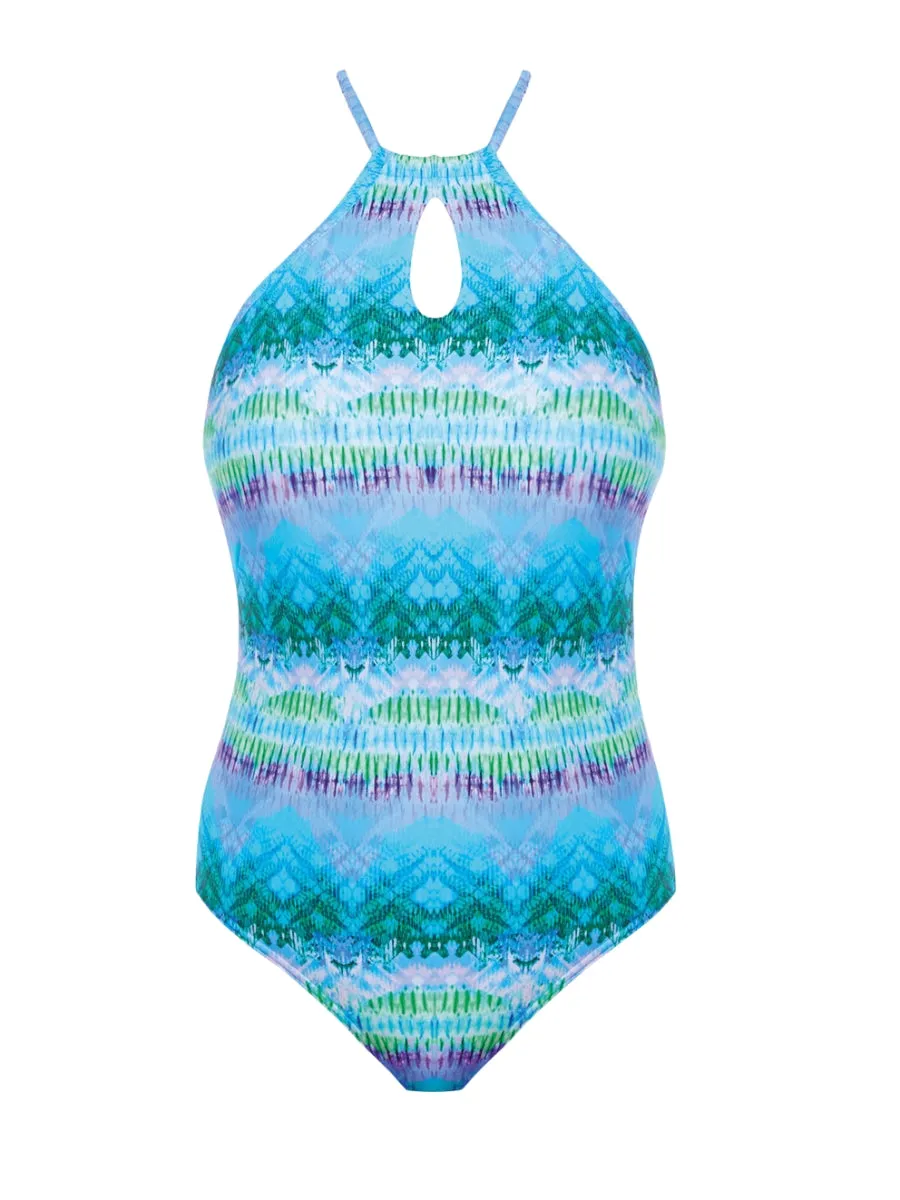Seascape High Neck Swimsuit - Blue Lagoon