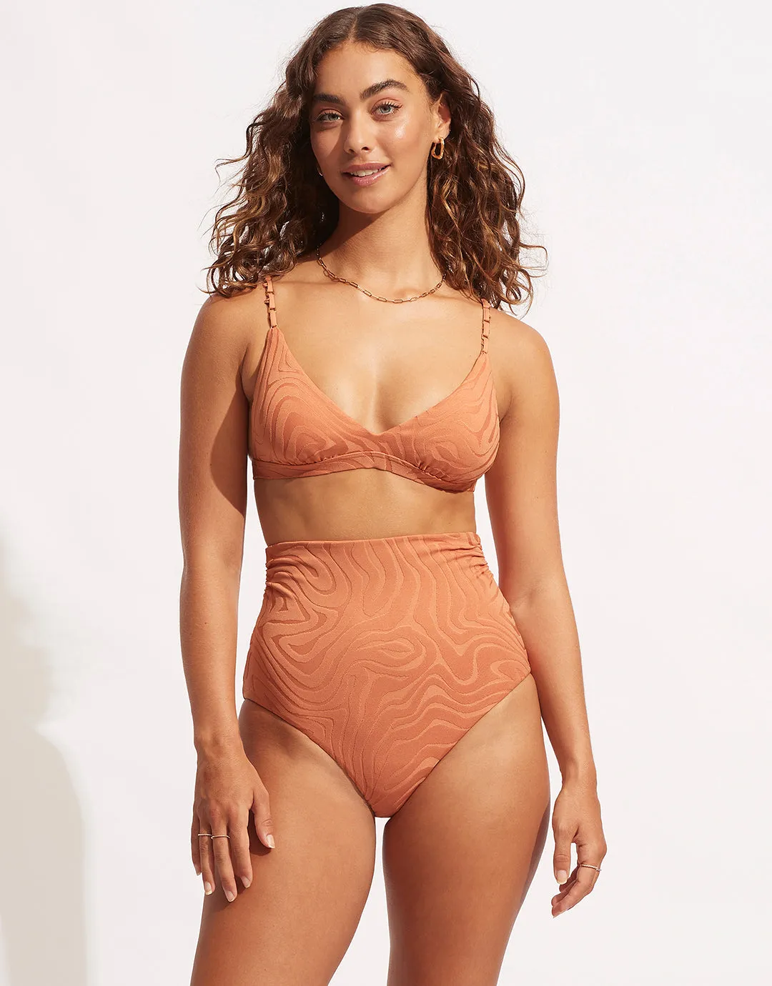 Second Wave High Waist Bikini Pant - Copper Tan