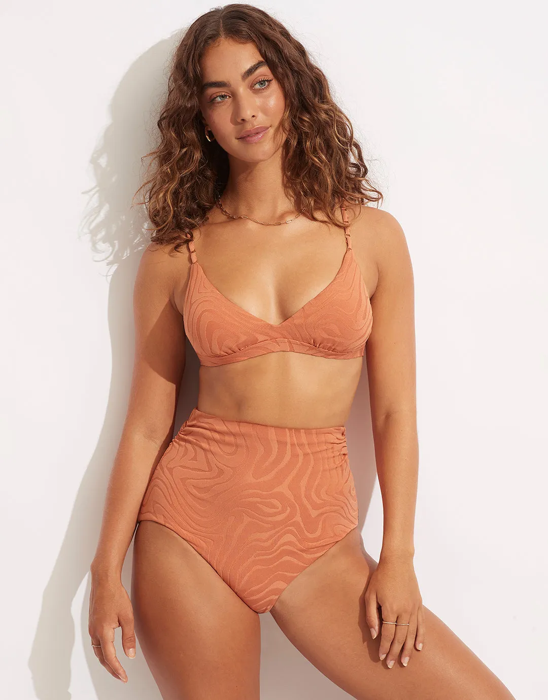 Second Wave High Waist Bikini Pant - Copper Tan