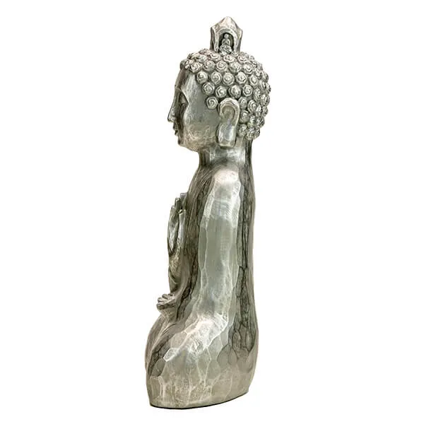 Serene Silver Buddha Statue