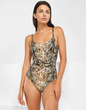 Serpent Underwired Ring Front Swimsuit - Python