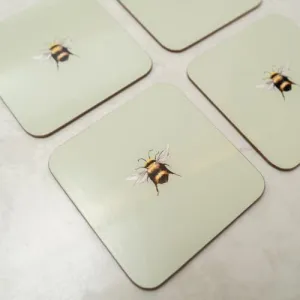 Set of 4 Bee Coasters kitchen essentials, utensils set