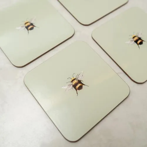 Set of 4 Bee Coasters kitchen essentials, utensils set
