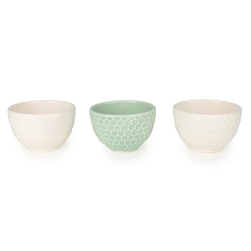 Set of Three Ceramic Nibble Bowls with Bee Detail kitchen essentials, utensils set