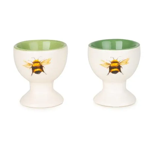 Set of Two Ceramic Egg Cups with Bee Design kitchen essentials, utensils set