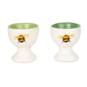 Set of Two Ceramic Egg Cups with Bee Design kitchen essentials, utensils set