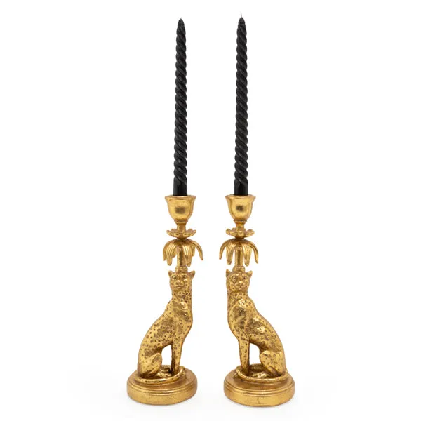 Set of Two Gold Leopard - Lavish Candleholder