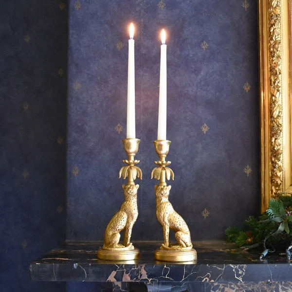 Set of Two Gold Leopard - Lavish Candleholder kitchen essentials, utensils set