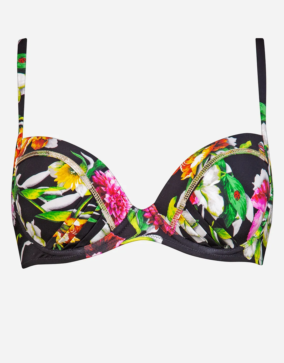 Siciliana Underwired Moulded Bikini Top - Black-Brights