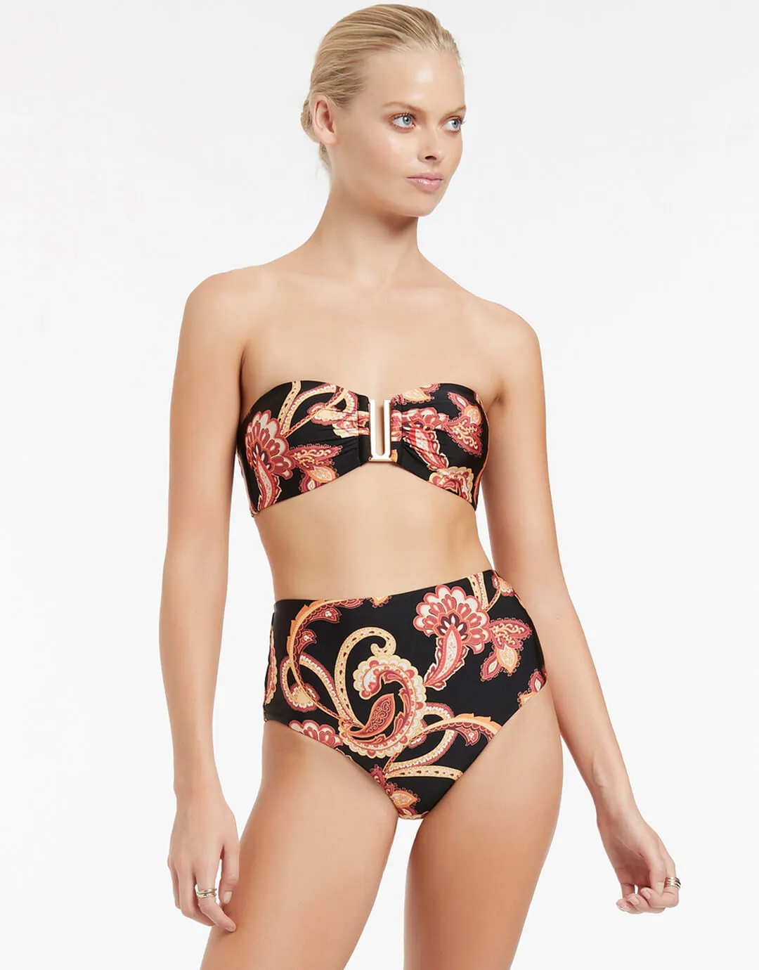 Silk Road High Waist Bikini Pant - Black