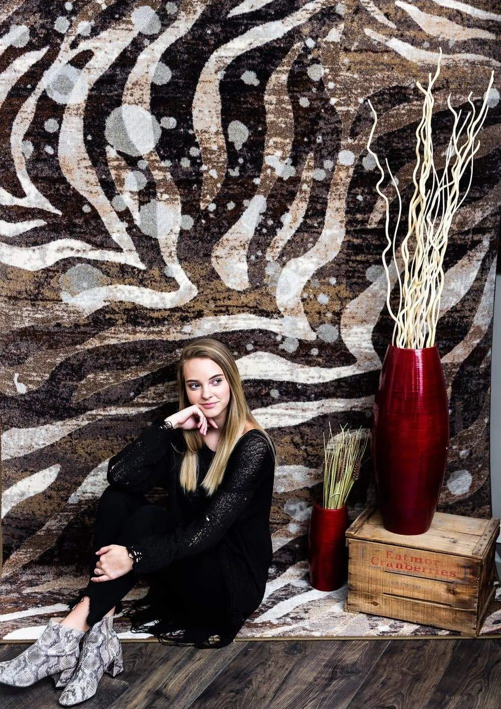 Silver Splash Zebra Print Rugs