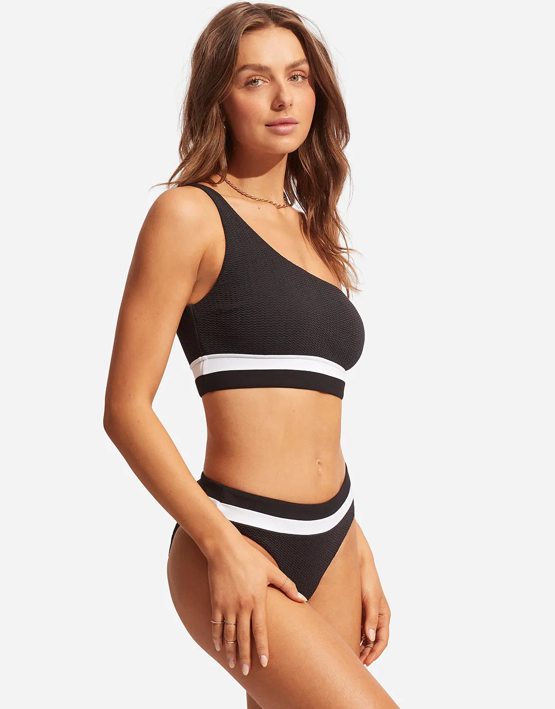 Slice of Splice High Rise Bikini Pant - Black and White