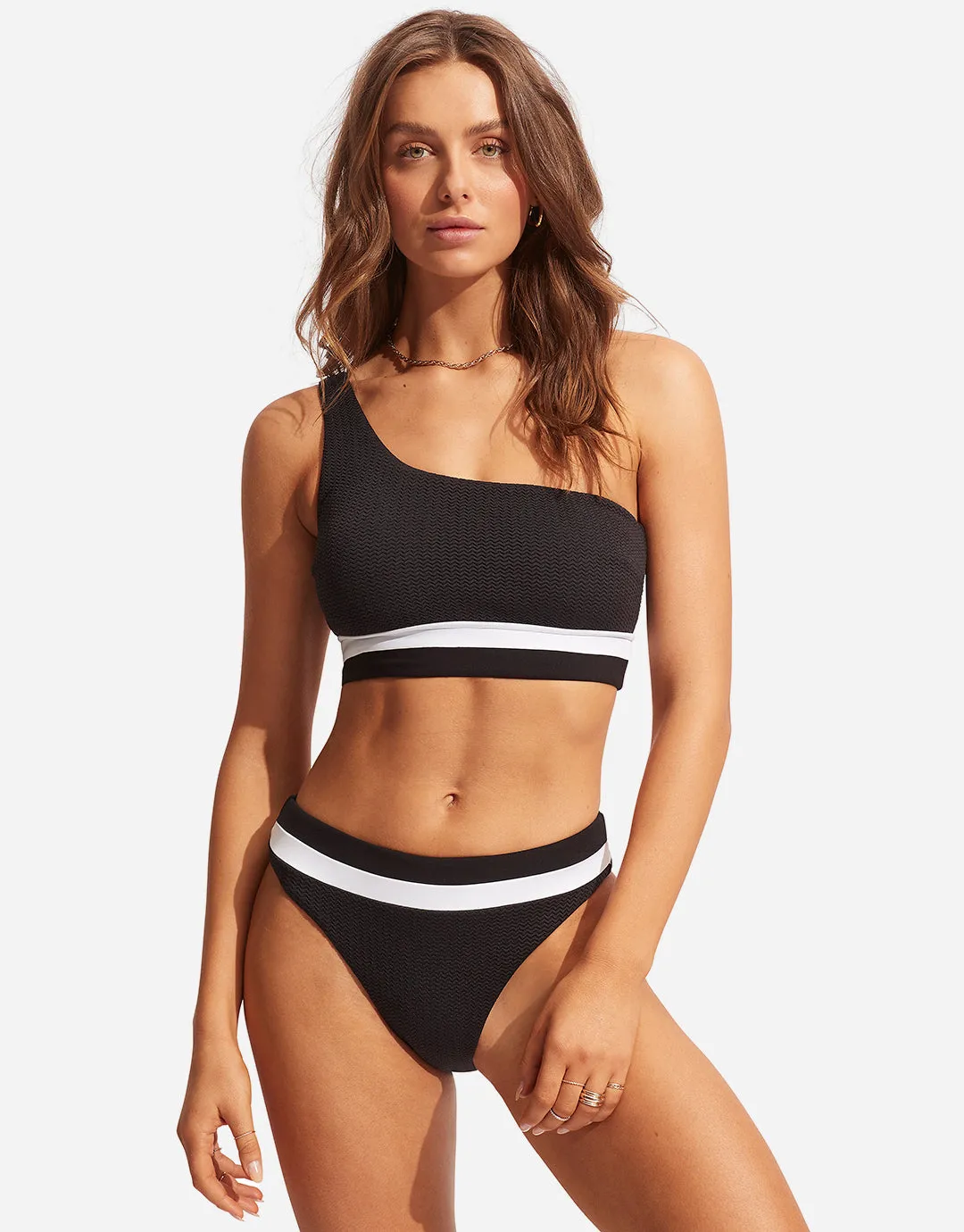 Slice of Splice High Rise Bikini Pant - Black and White