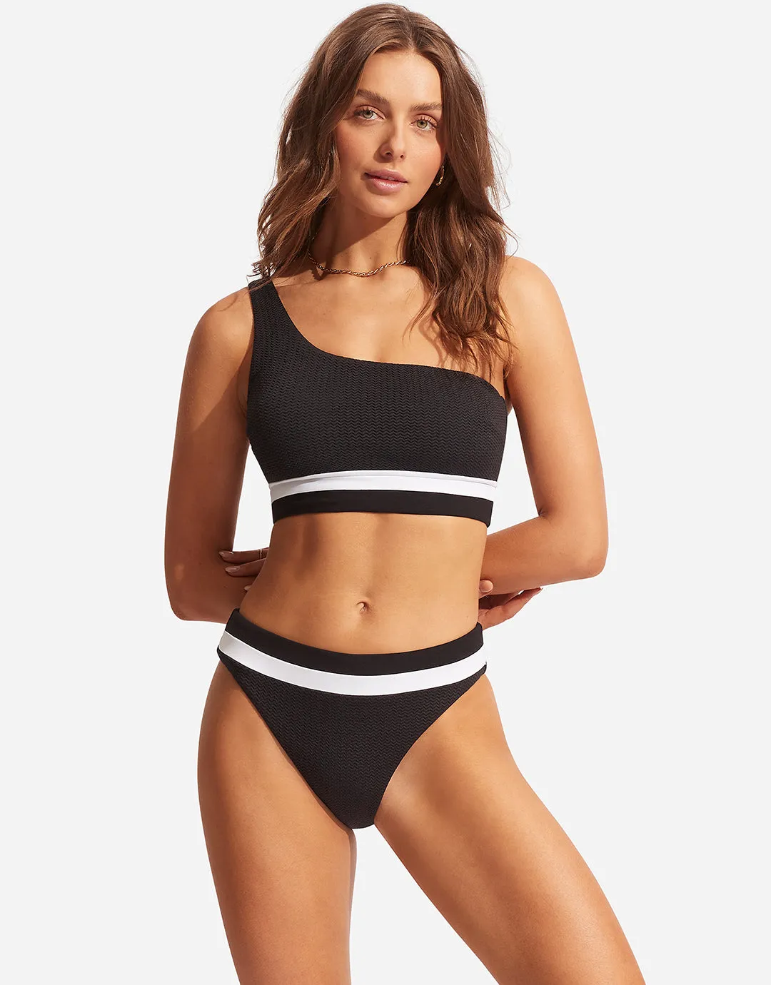Slice of Splice High Rise Bikini Pant - Black and White
