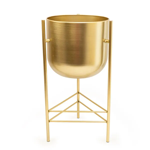 Small - Gold Metal Planter on Elegant Stand